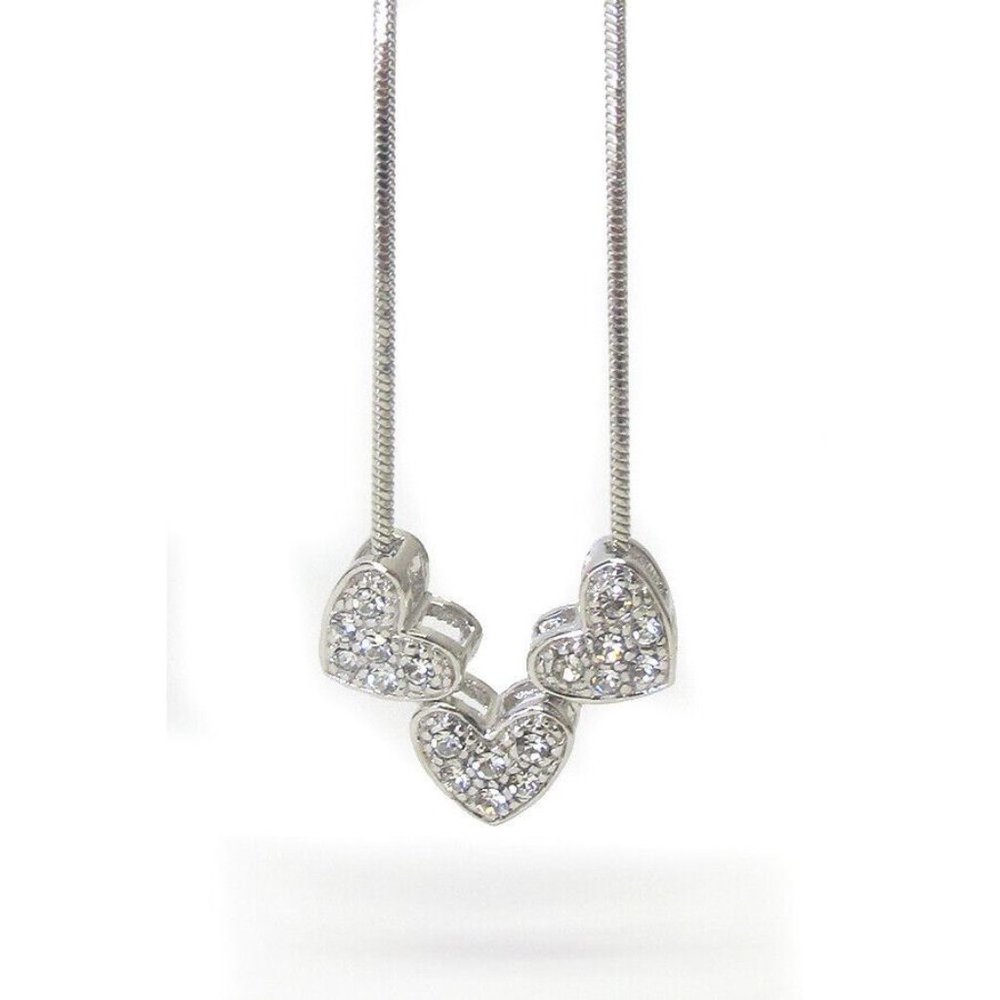 Whitegold Plated Crystal Hearts Necklace NWT